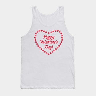 Happy Valentines Day Red Heart Paw Print Tank Top